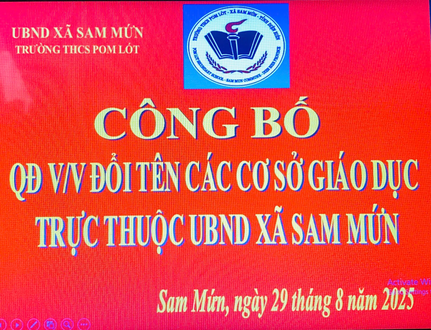 QĐ đổi tên trường trực thuộc UBND xã Sam Mứn 2025