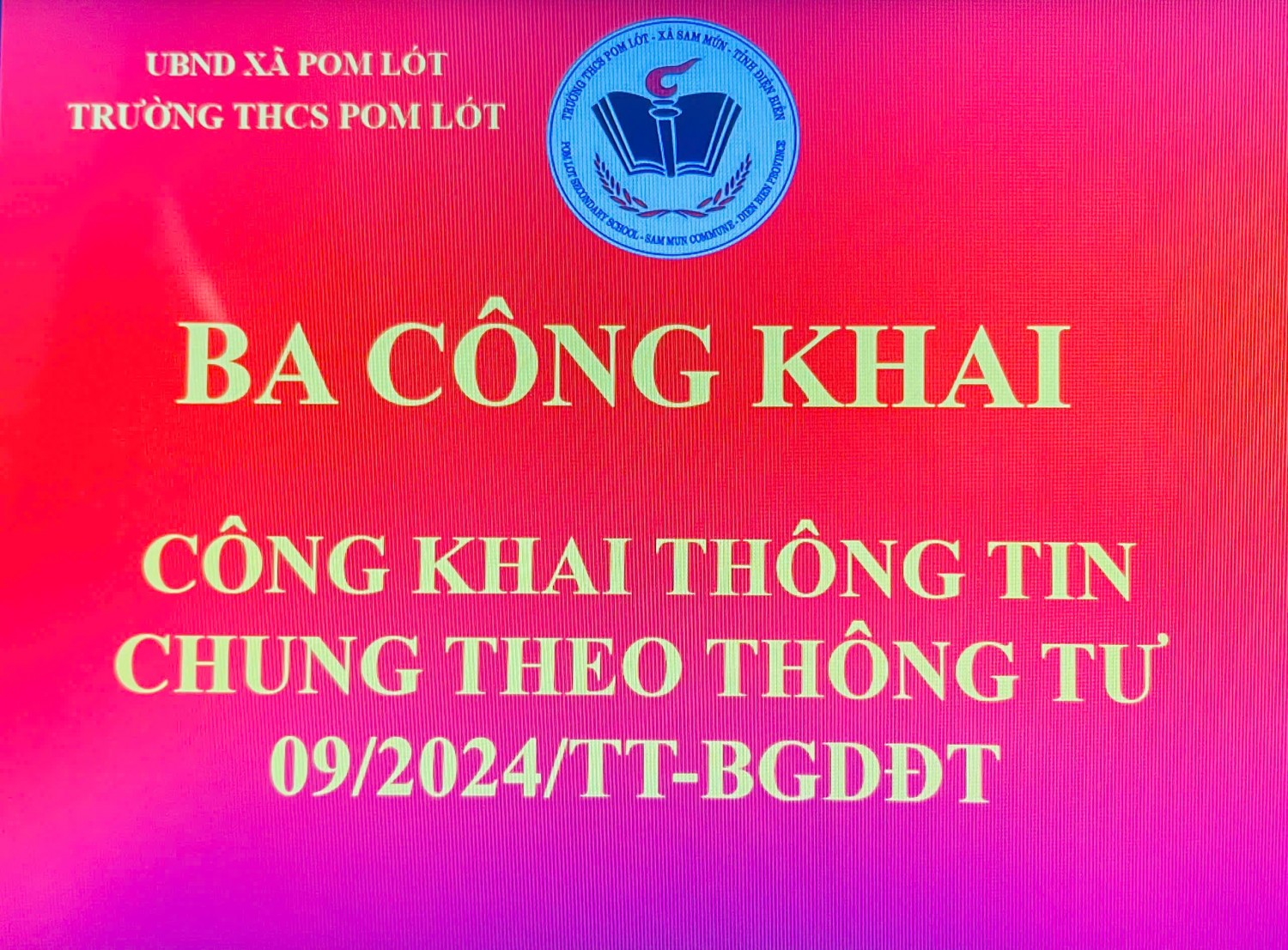 CÔNG KHAI THÔNG TIN CHUNG THEO THÔNG TƯ 09/2024/TT-BGDĐT