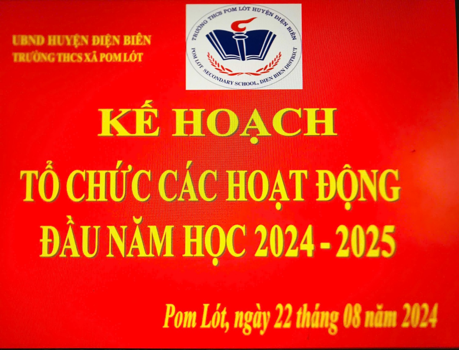 Kế hoạch tổ chức các hoat đông đầu năm học mới 2024 - 2025