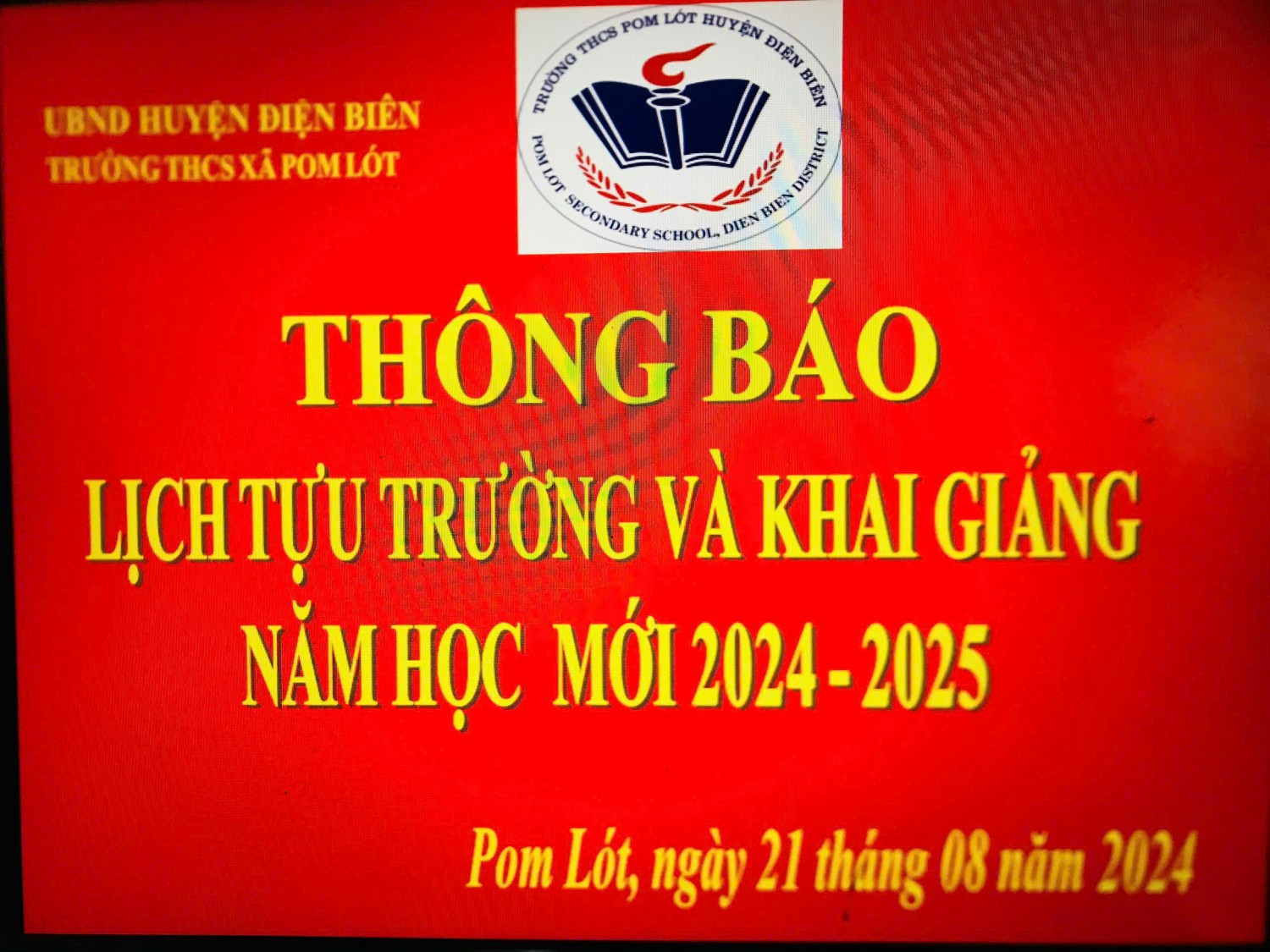 THÔNG BÁO LỊCH TỰU TRƯỜNG NĂM HỌC 2024-2025